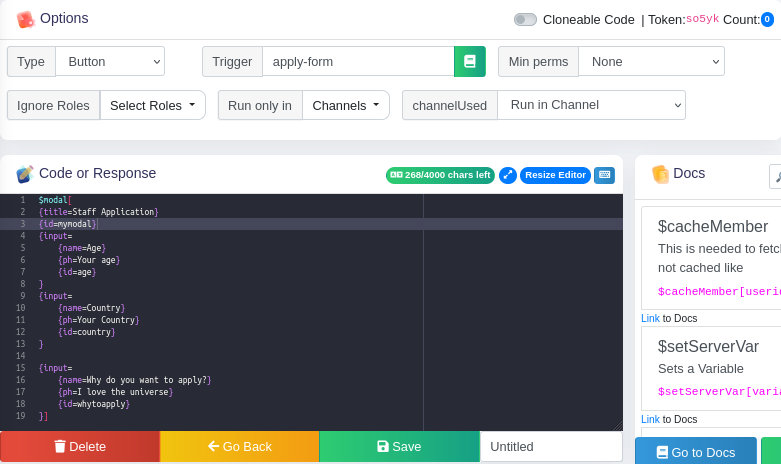 Modal Code Example